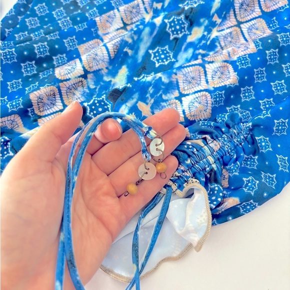 NWT BECCA Blue Patterned Bikini 2-piece Set Swim Tank Top + Bottom Size Large - Picture 8 of 10